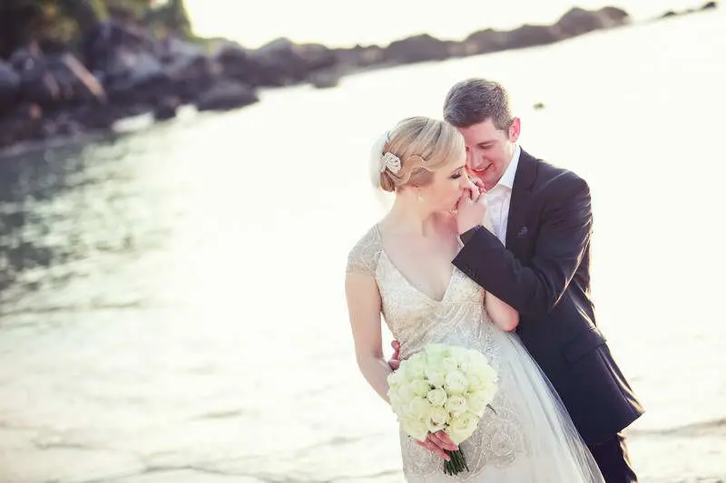 beautiful and romantic moment of a wedding couple in Koh Tao