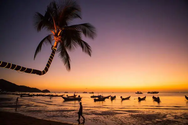 sunset at Sairee beach is one of the most beautiful spots in Thailand